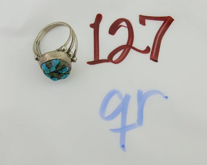 Navajo Handmade Ring 925 Silver Sleeping Beauty Turquoise Artist C.80's