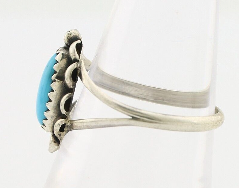 Navajo Ring 925 Silver Sleeping Beauty Turquoise Signed SkyStone Creations C80s