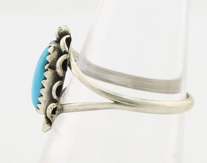 Navajo Ring 925 Silver Sleeping Beauty Turquoise Signed SkyStone Creations C80s