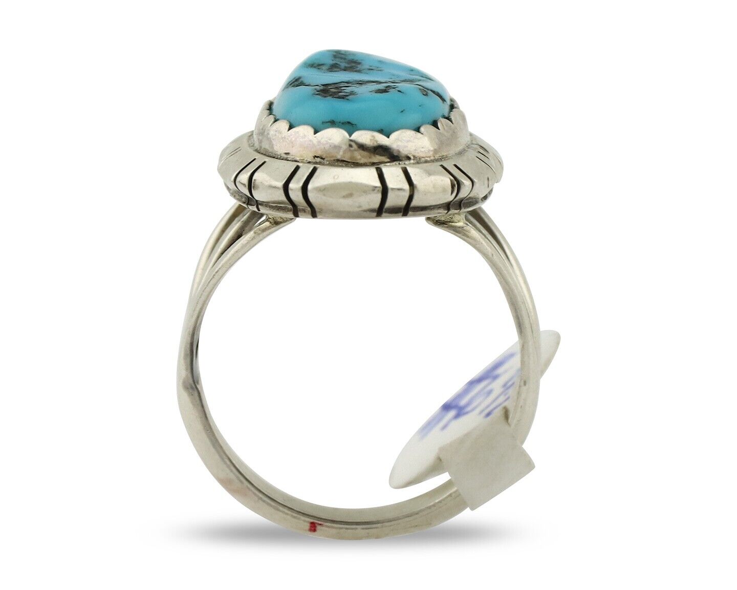 Navajo Ring 925 Silver Sleeping Beauty Turquoise Artist Signed BB C.80's