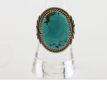 Navajo Ring 925 Silver Natural Spiderweb Turquoise Native Artist C.80's