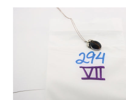 Navajo Sterling Silver Necklace Authentic Tiger Eye Sapphire Vintage Handmade