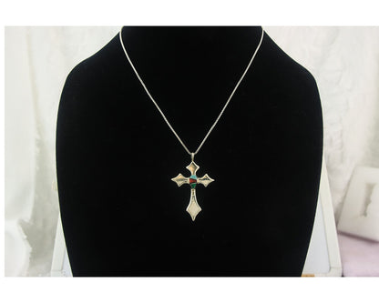 Navajo Cross Necklace Sterling Silver Authentic Natural Gemstones Signed M