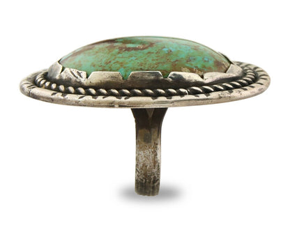 Navajo Ring 925 Sterling Natural Mined Turquoise Signed BM C.80's Size 7