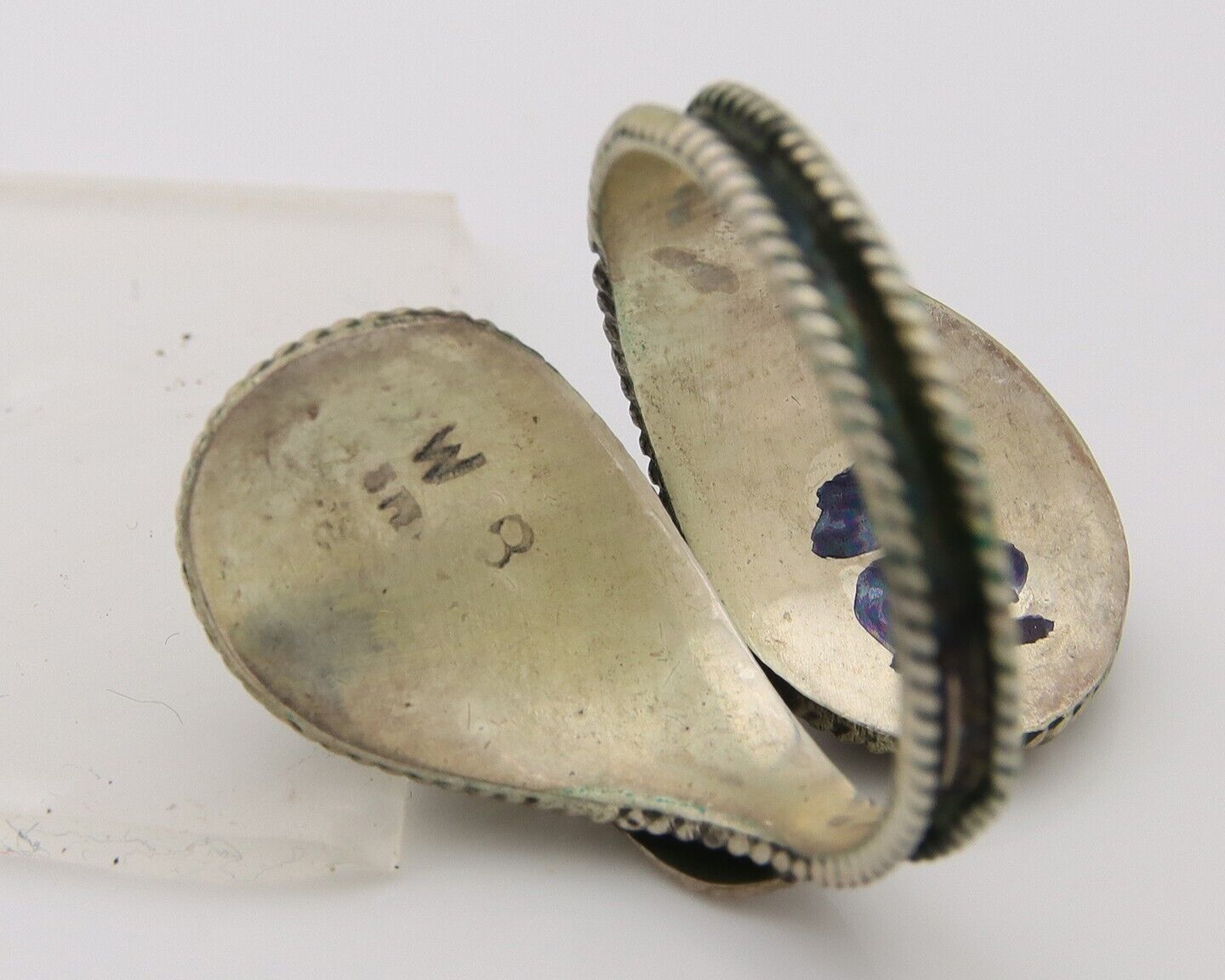 Navajo Ring 925 Silver Turquoise & Coral Artist Signed WB C.80's