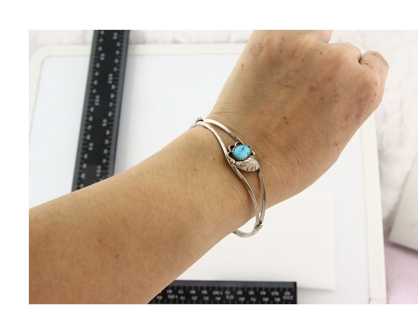 Vintage Navajo Bracelet 925 Silver Turquoise Tranditional Handmade Signed CY