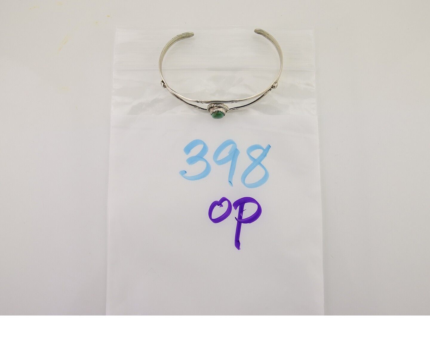 Navajo Hand Stamped Cuff Bracelet Turquoise 925 Silver Native American Artist