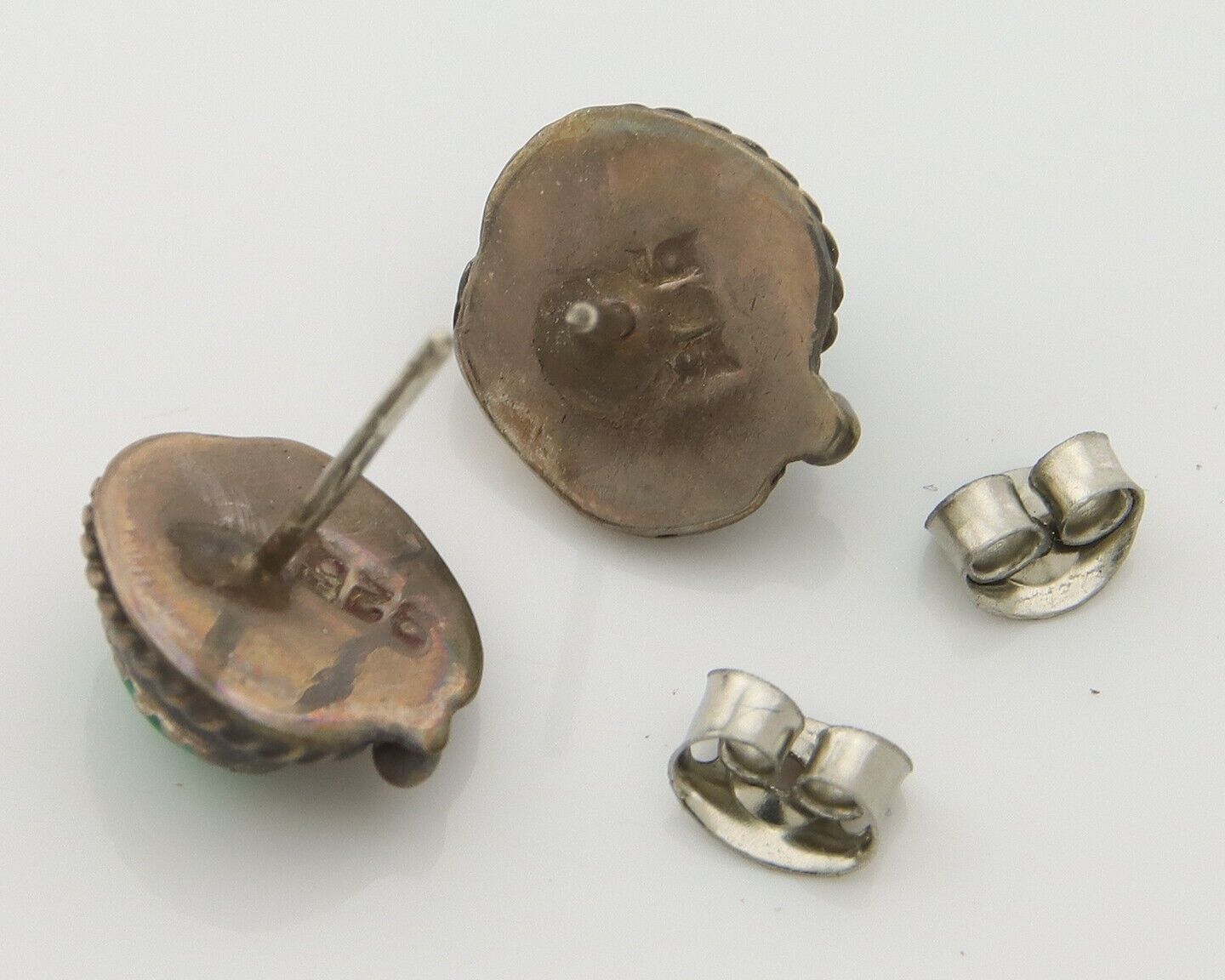 Navajo Earrings 925 Silver Handmade Natural Green Malachite Native American C80s