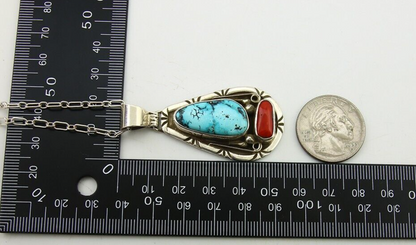 Navajo Necklace 925 Silver Spiderweb Turquoise Artist Signed Teepee on Hill C80s