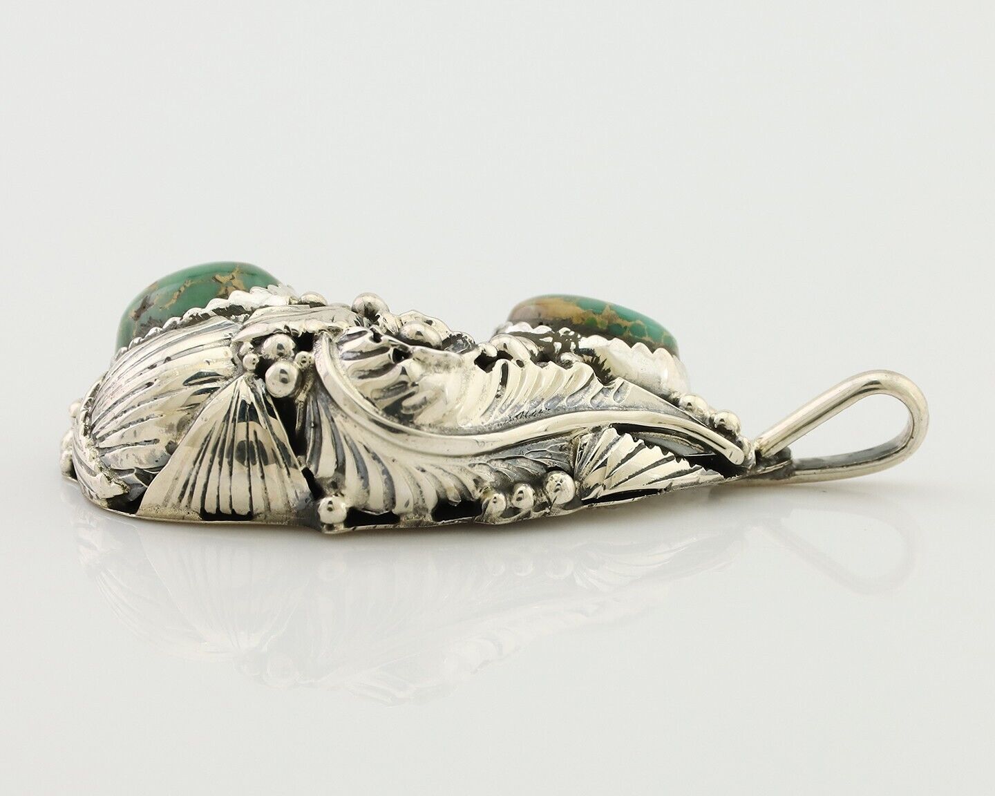 Navajo Pendant 925 Silver Natural Gem Turquoise Signed Tom Willeto C.80's