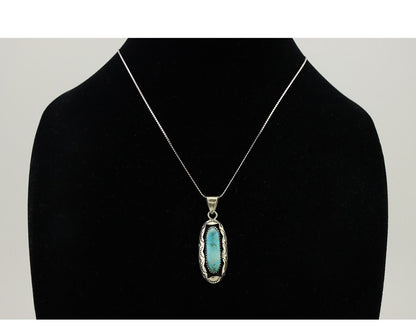 Navajo Necklace 925 Silver Kingman Turquoise Native American Artist C.80s