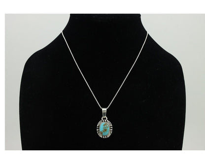 Navajo Necklace 925 Silver Arizona Turquoise Handmade Signed Gecko C.90's