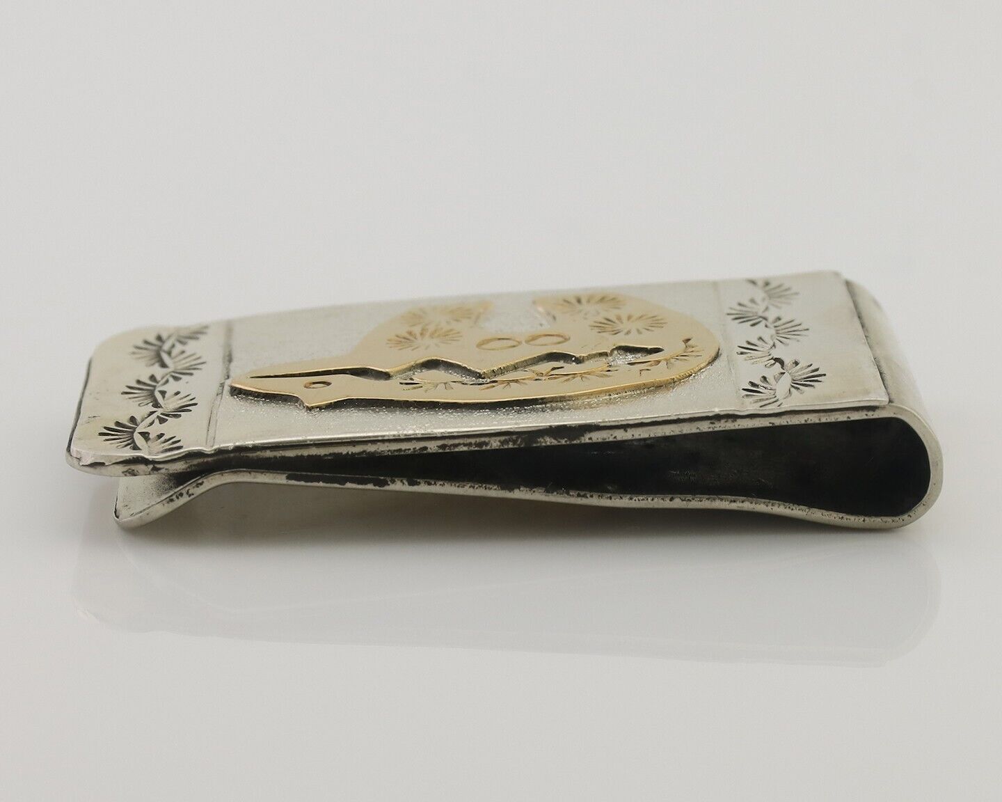Navajo Money Clip .925 Silver Gold Plate & .999 Nickle Native Artist C.80's