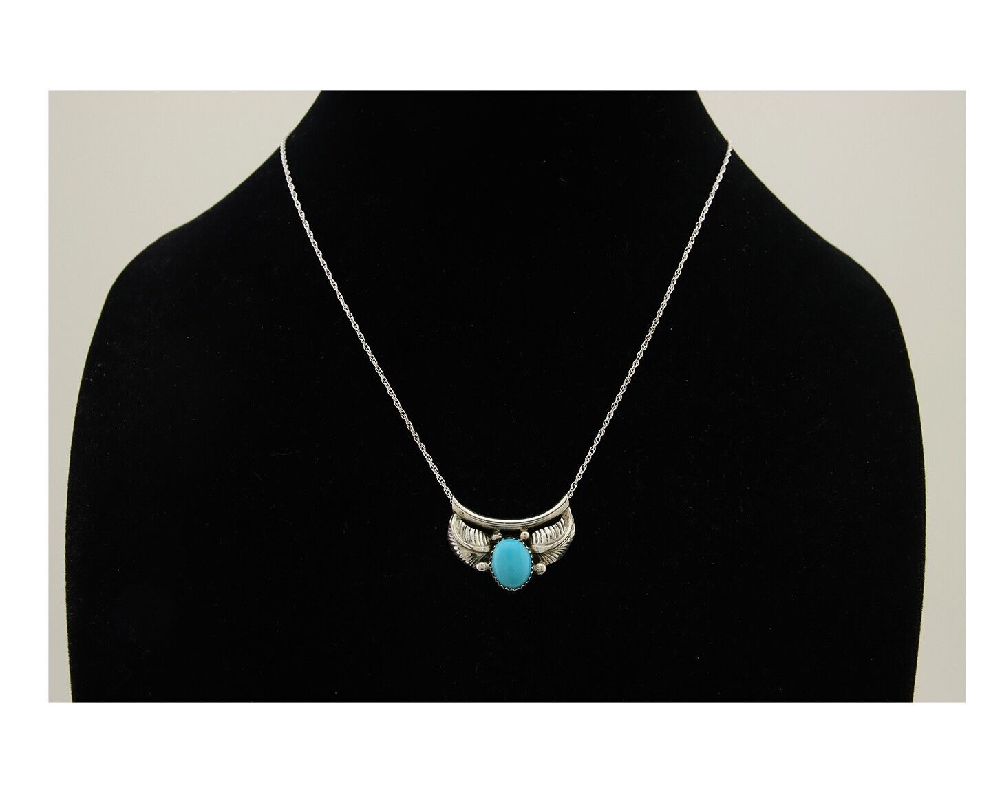 Navajo Turquoise Necklace 925 Silver Signed Eugene Belone C.80's