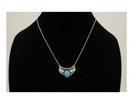 Navajo Turquoise Necklace 925 Silver Signed Eugene Belone C.80's