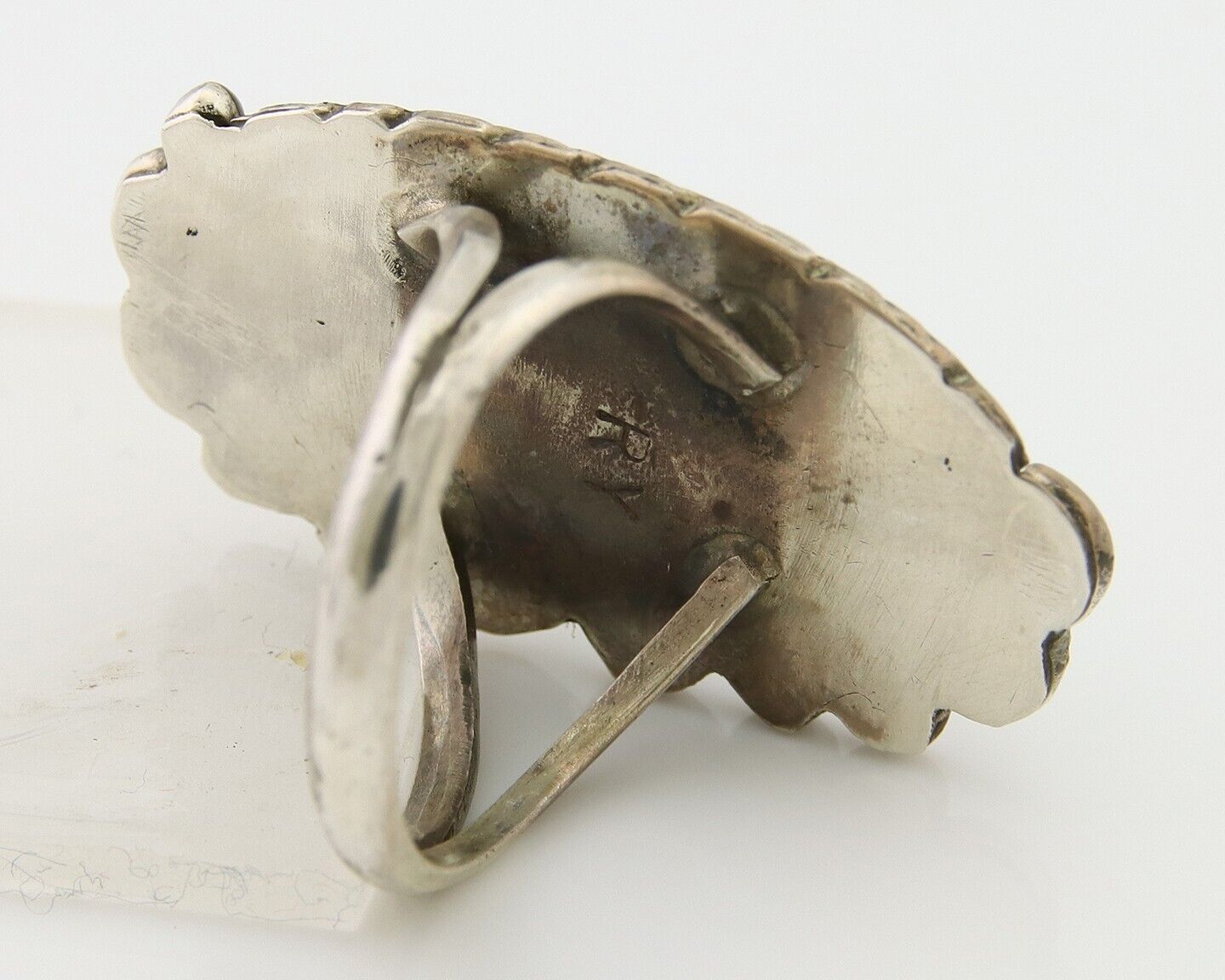 Navajo Ring .925 Sterling Blue Turquoise Artist Signed R Yazzie C.80's