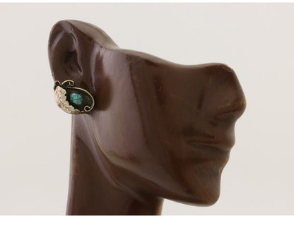 Navajo Earrings 925 Silver Natural Turquoise Native American Artist C.80's