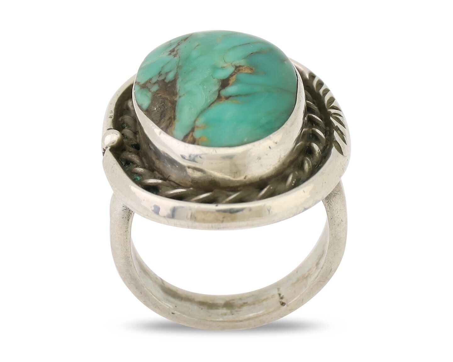 Navajo Handmade Ring 925 Silver Turquoise Native American Artist C.80's