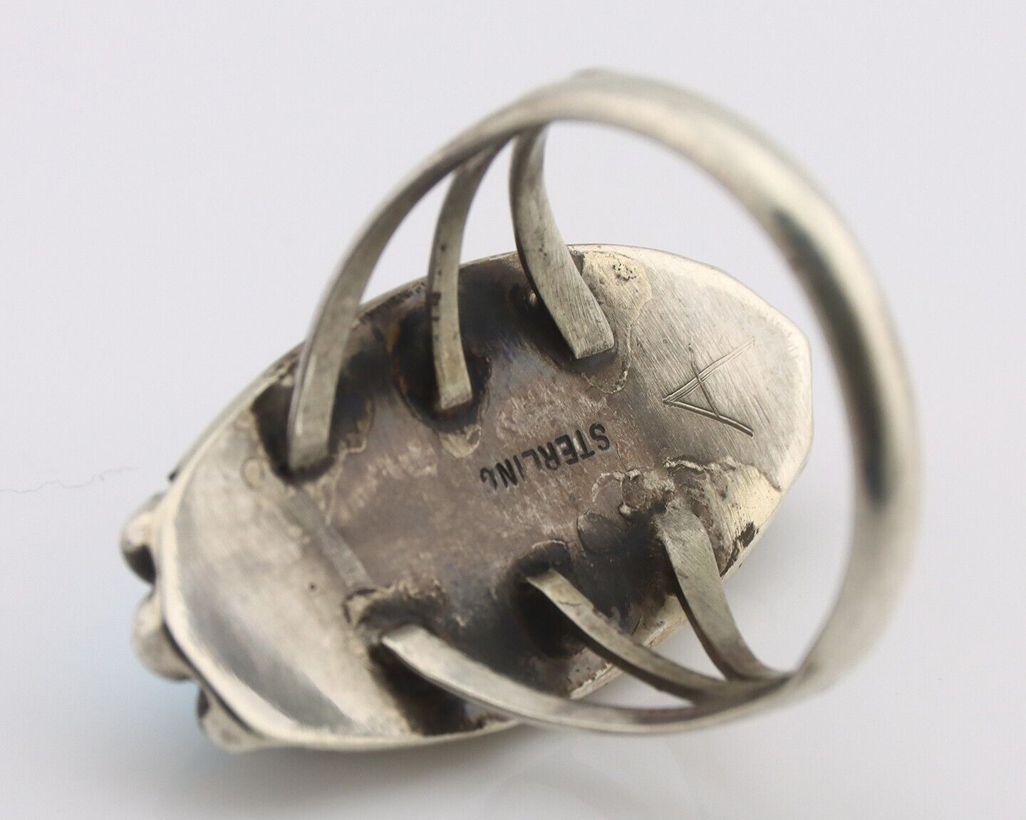 Navajo Ring .925 Silver Sleeping Beauty Turquoise Native American Artist C.80's