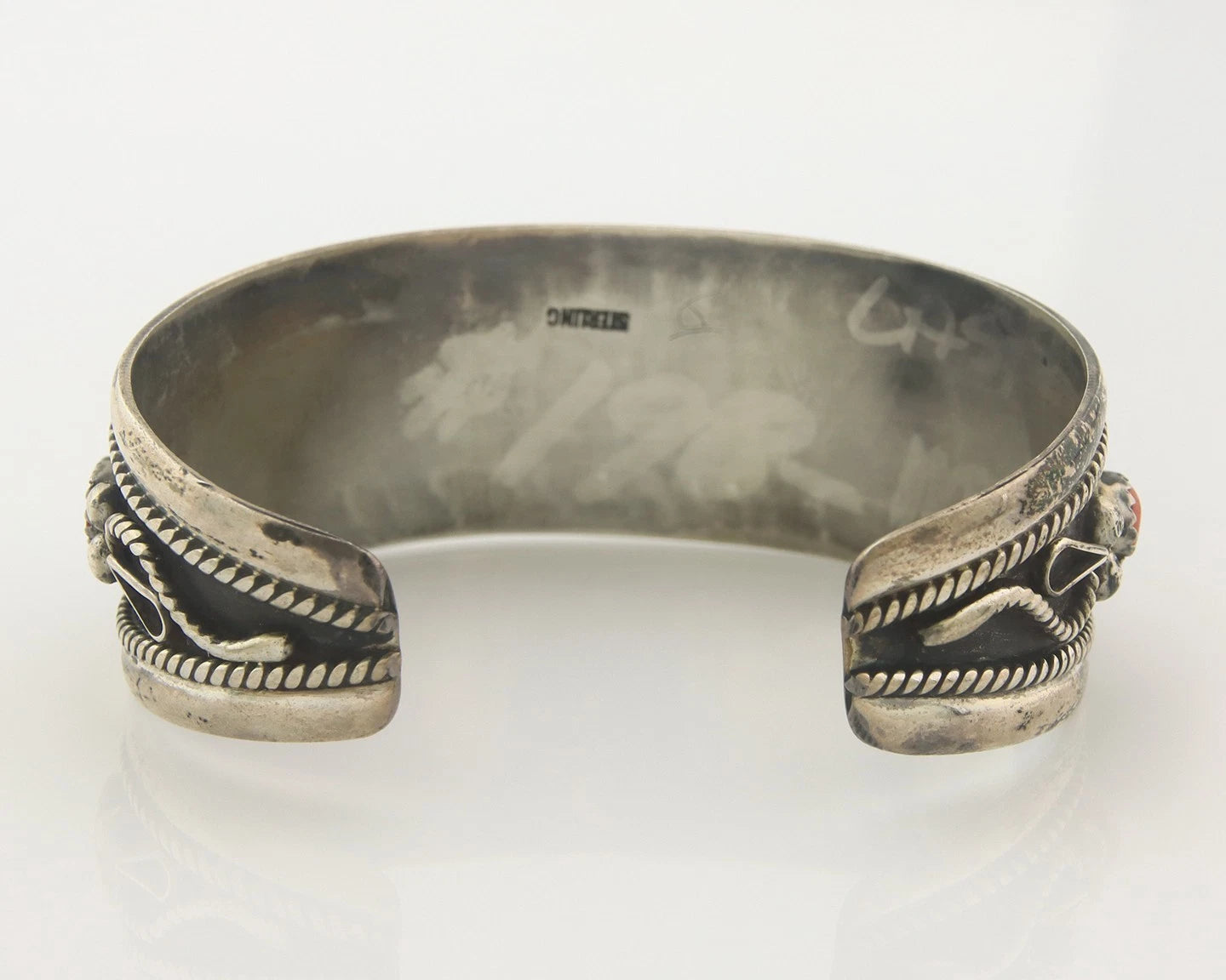 Navajo Cuff Bracelet Sterling Silver Natural Gemstone Vintage Native American