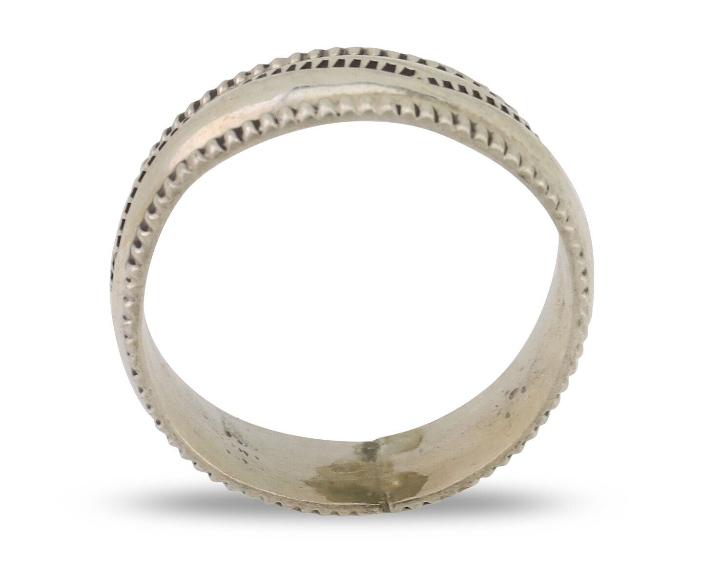 Navajo Hand Stamped Band 925 Silver 6.0 mm Native Artist Size 5.75 C.80's