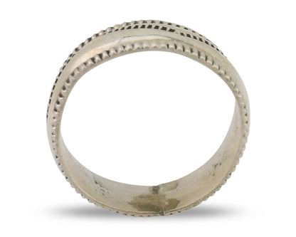 Navajo Hand Stamped Band 925 Silver 6.0 mm Native Artist Size 5.75 C.80's