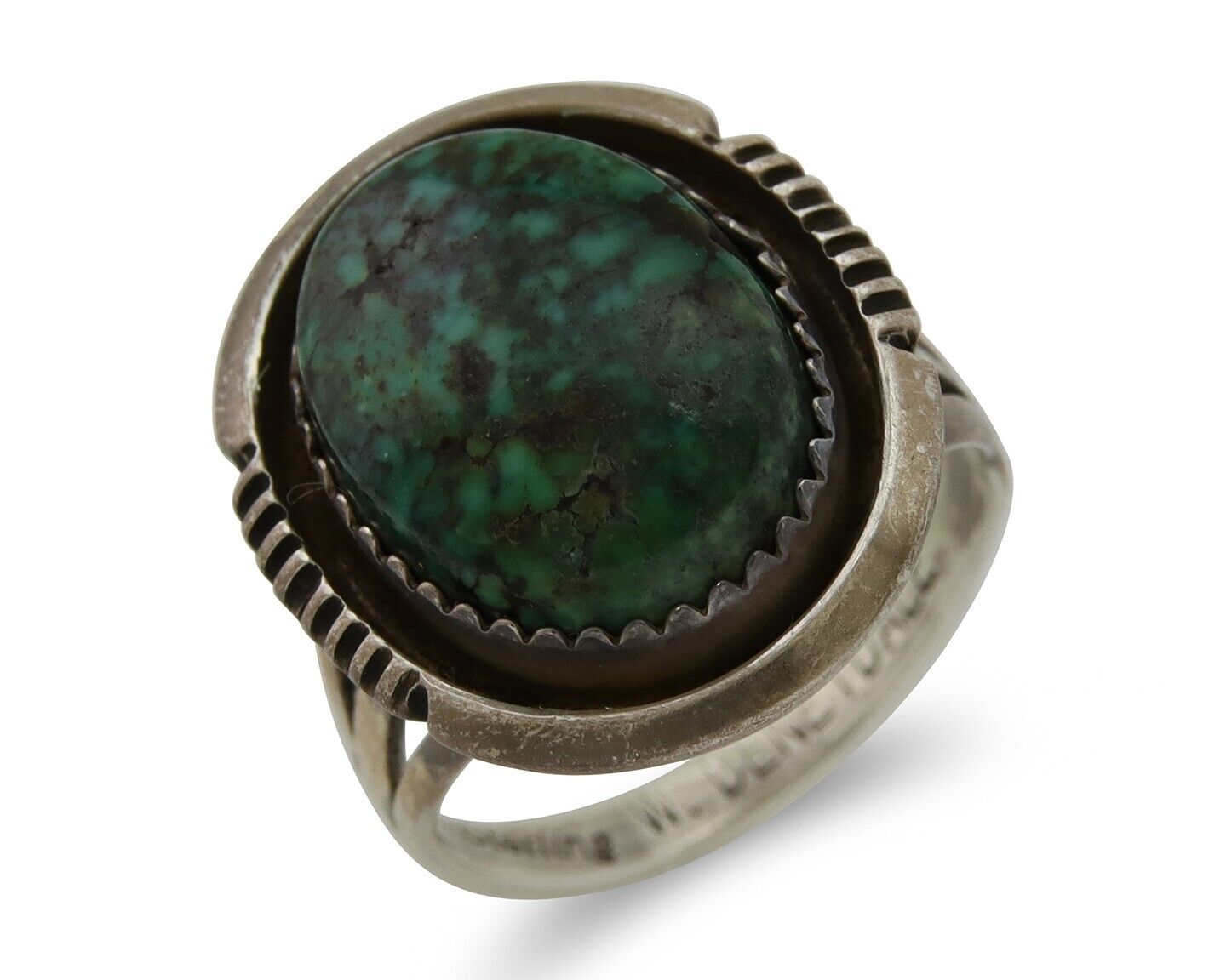 Navajo Ring 925 Silver Turquoise Artist Siged William Denetdale C.80's