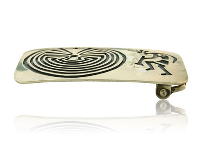 Navajo Belt Buckle 925 Sterling Silver Kokopelli Artist Signed SC 2x3 C.80's