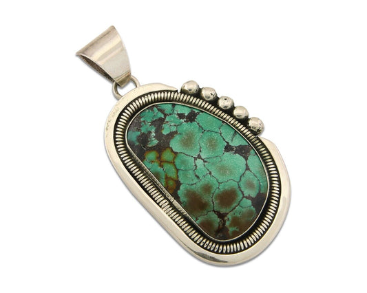 Navajo 925 Silver Pendant Turquoise Handmade Artist Signed W C.80's