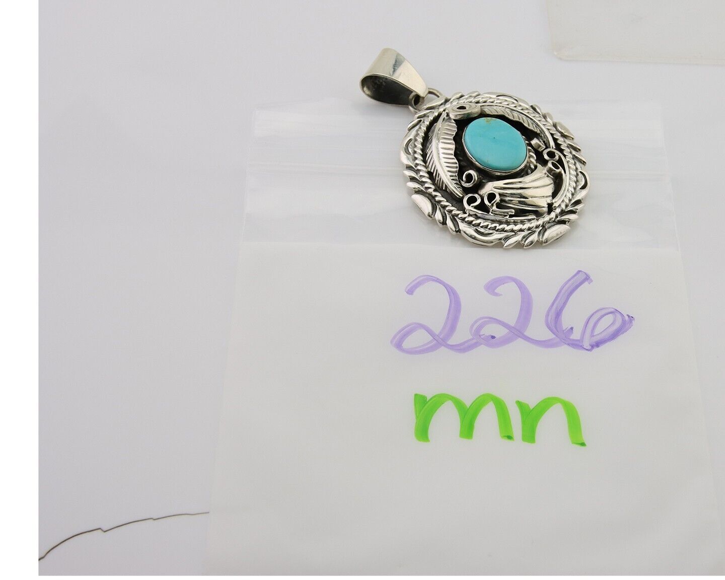 Navajo Necklace 925 Silver Natural Blue Turquoise Native American Artist C.80's