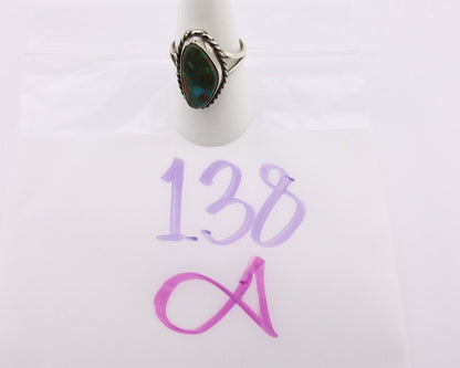 Navajo Ring 925 Silver Natural Turquoise Artist Signed Rabbit Stick C.80's