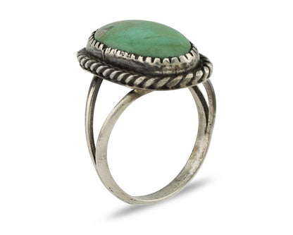 Navajo Ring 925 Silver Kingman Turquoise Native American Artist C.80's