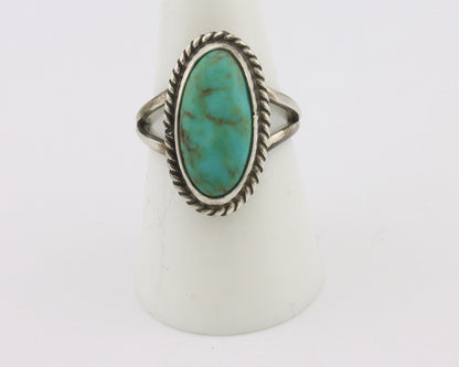Navajo Handmade Ring 925 Silver Kingman Turquoise Signed M Montoya C.80's