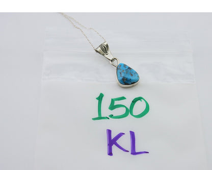Navajo Necklace 925 Silver Blue Turquoise Artist Signed Tony Guerro C.80's