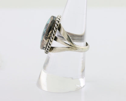Navajo Ring 925 Silver Turquoise Native American Artist Size 8.0 C.80's