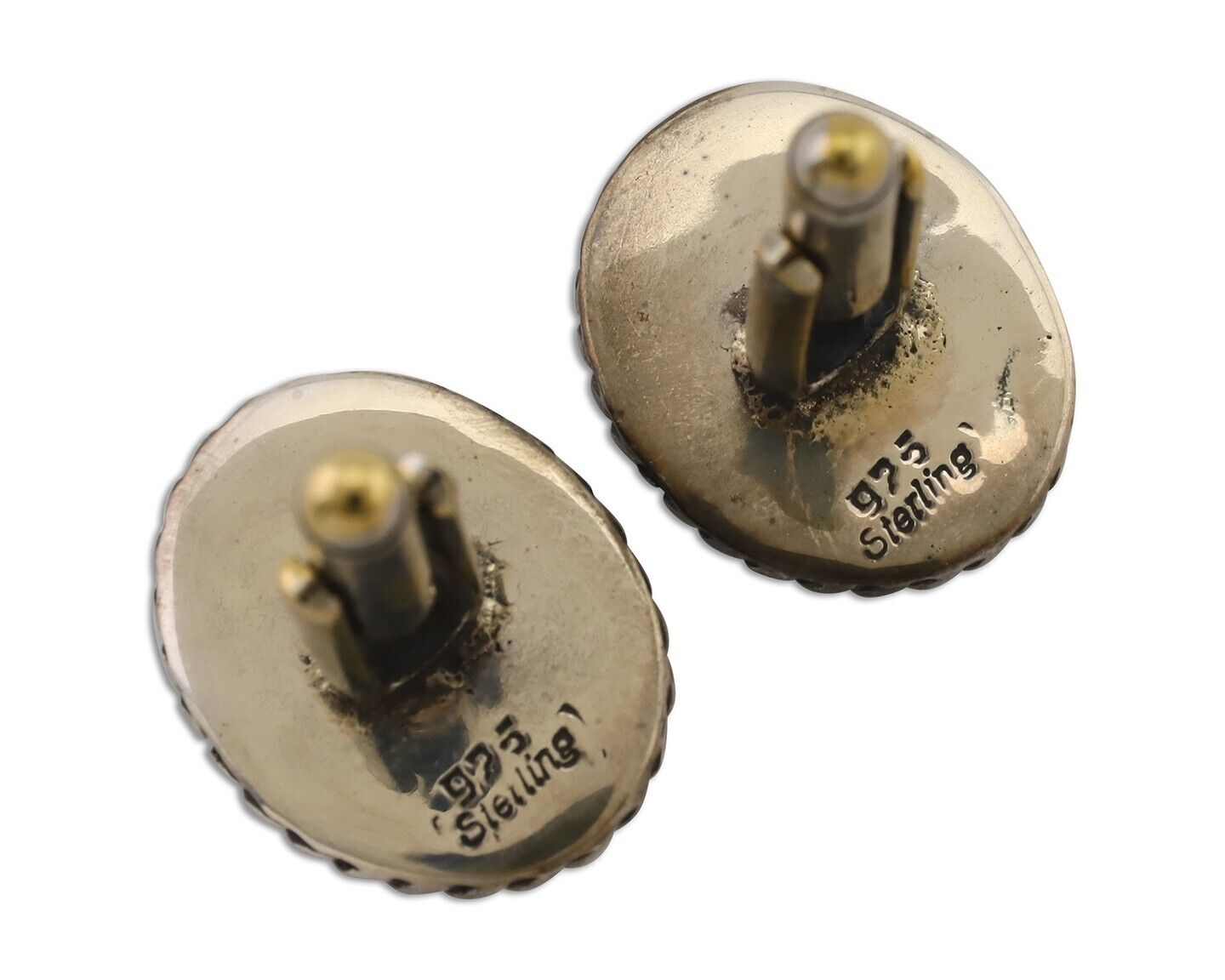 Navajo Cufflinks 925 Silver Native American Natural Turquoise C.80's