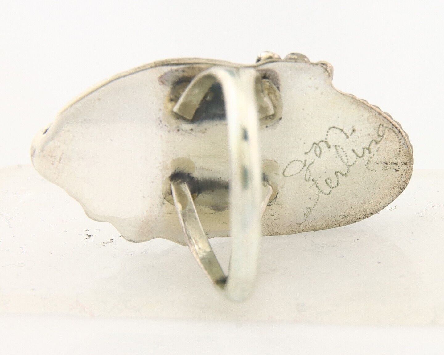 Navajo Ring 925 Sterling Turquoise Artist Justin Morris C.80's Size 9.0