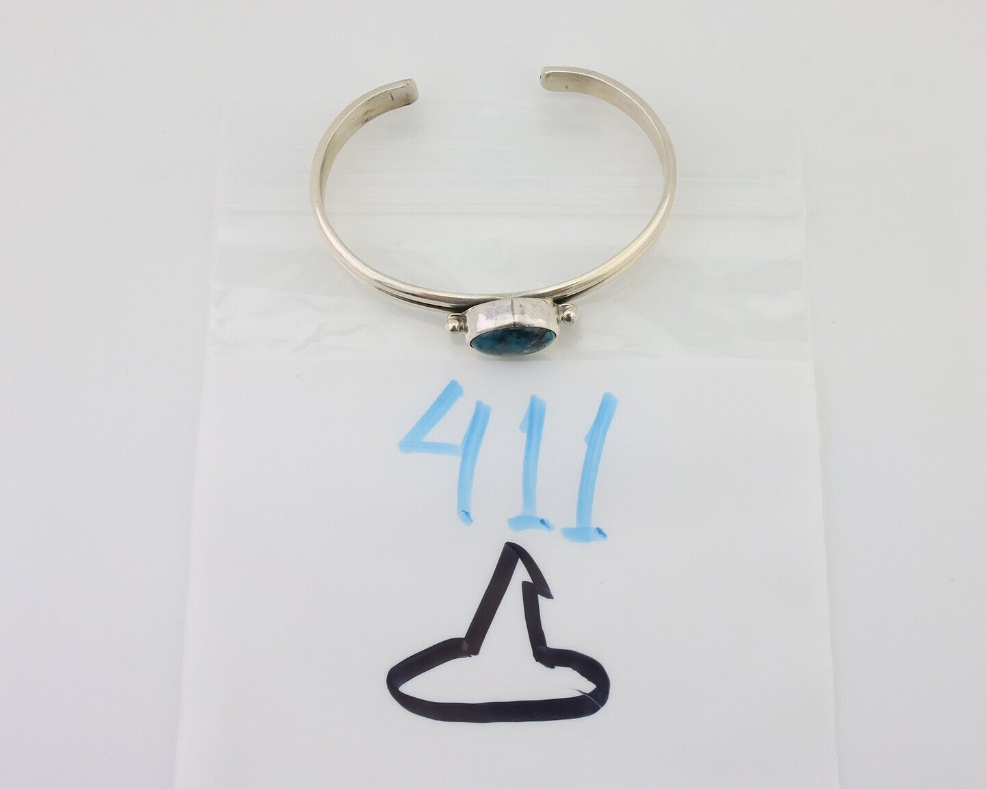 Navajo Cuff Bracelet 925 Silver Natural Blue Turquoise Native American C.80's