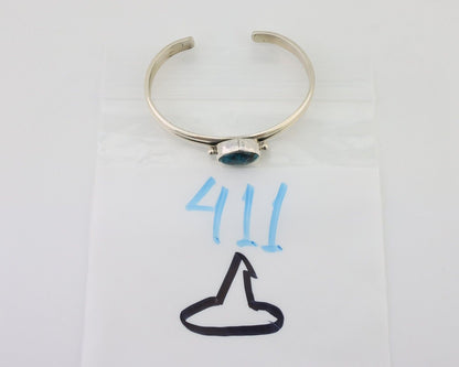 Navajo Cuff Bracelet 925 Silver Natural Blue Turquoise Native American C.80's