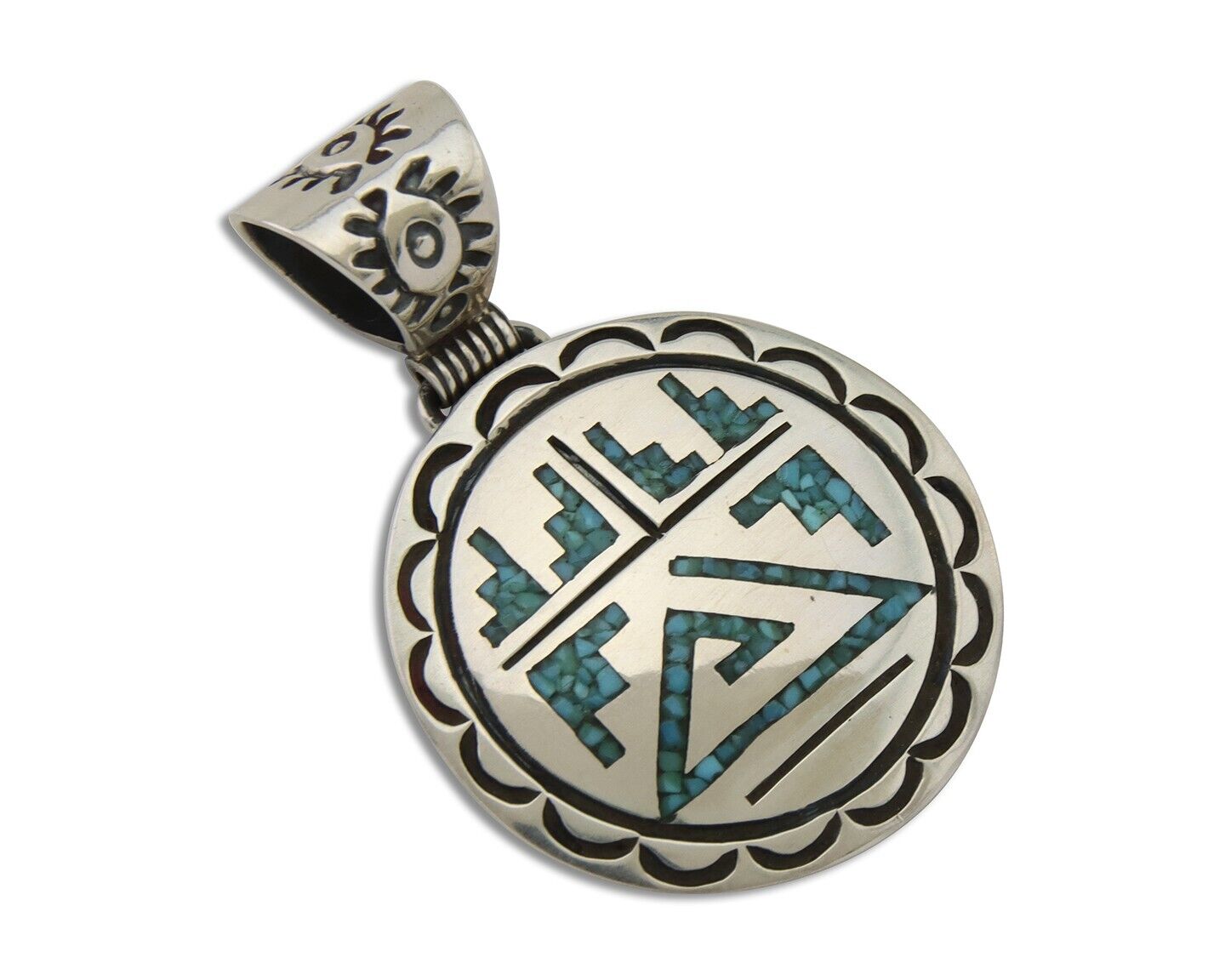 Navajo Necklace 925 Silver Natural Turquoise Artist Signed Stanley Bain C.80's