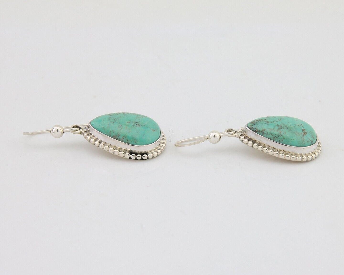 Navajo Dangle Earrings 925 Silver Natural Turquoise Artist Signed Montoya C.80's