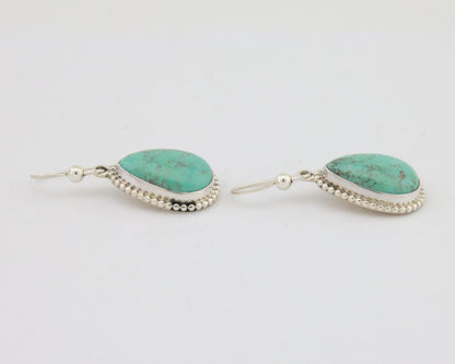 Navajo Dangle Earrings 925 Silver Natural Turquoise Artist Signed Montoya C.80's