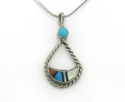 Navajo Necklace Sterling Silver Natural Blue Turquoise Vintage