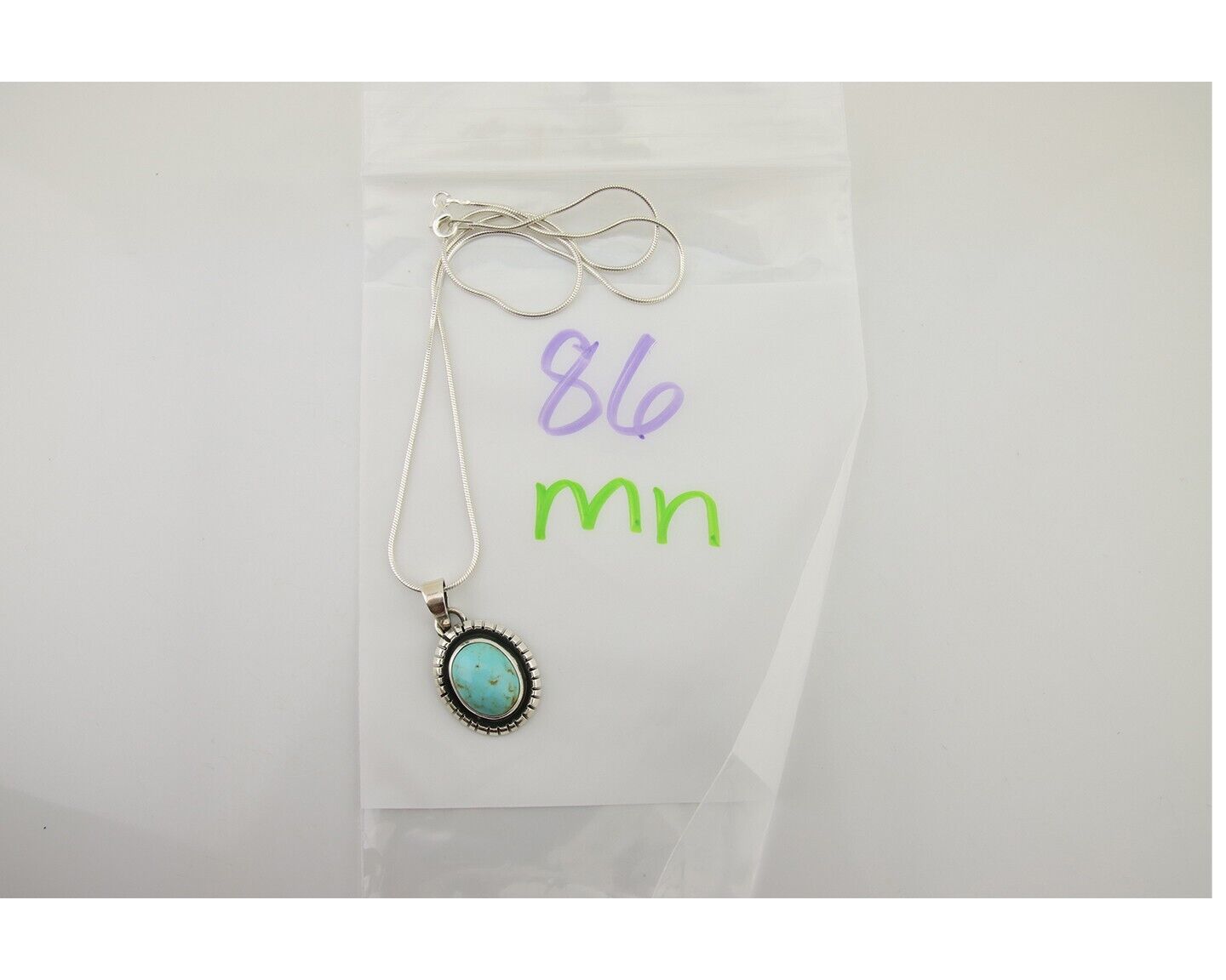 Navajo Necklace 925 Silver Natural Turquoise Native American Artist C.80's