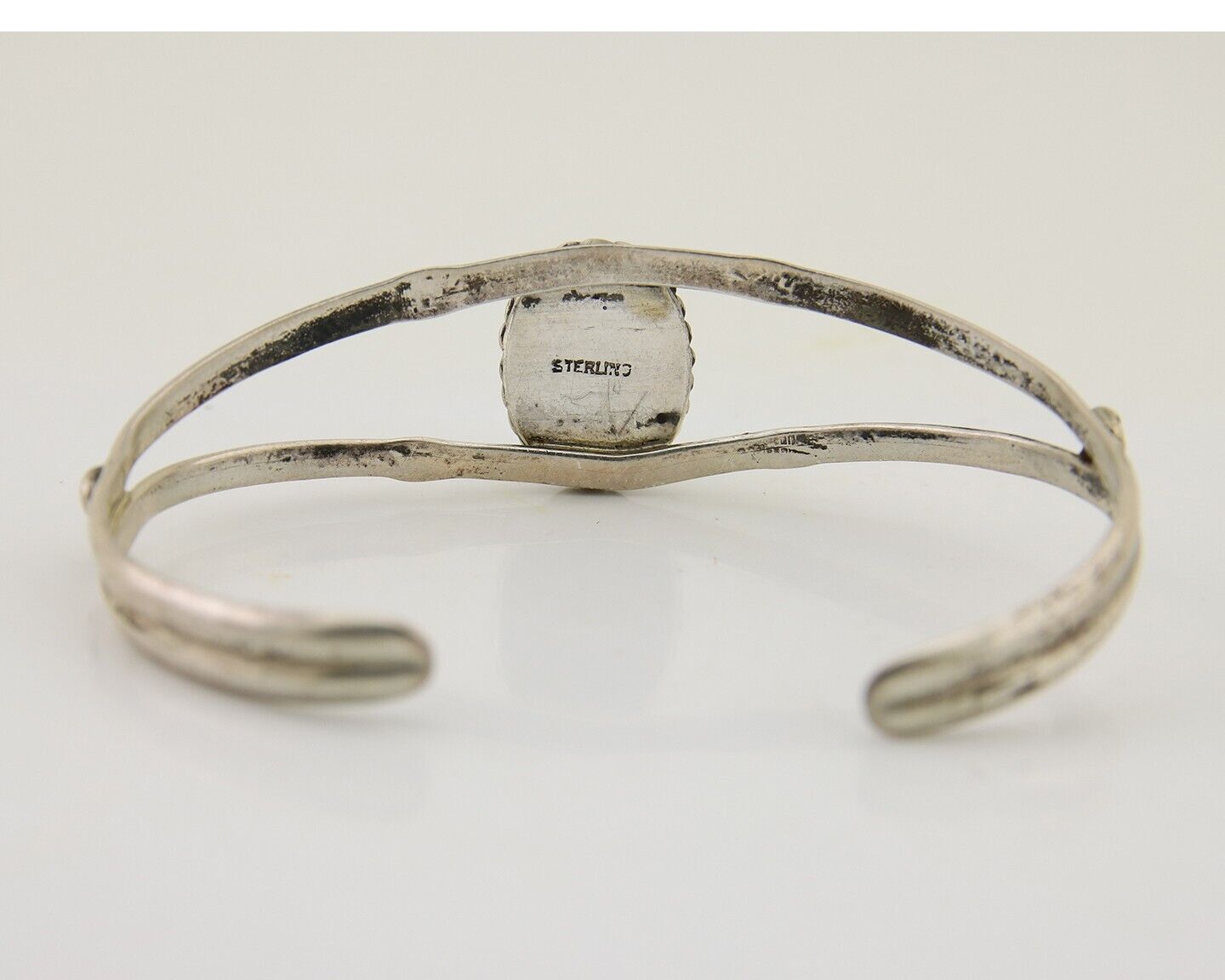 Navajo Hand Stamped Cuff Bracelet Turquoise 925 Silver Native American Artist