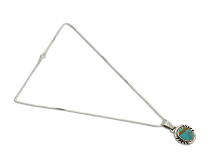 Navajo Necklace 925 Silver Arizona Turquoise Handmade Signed Gecko C.90's