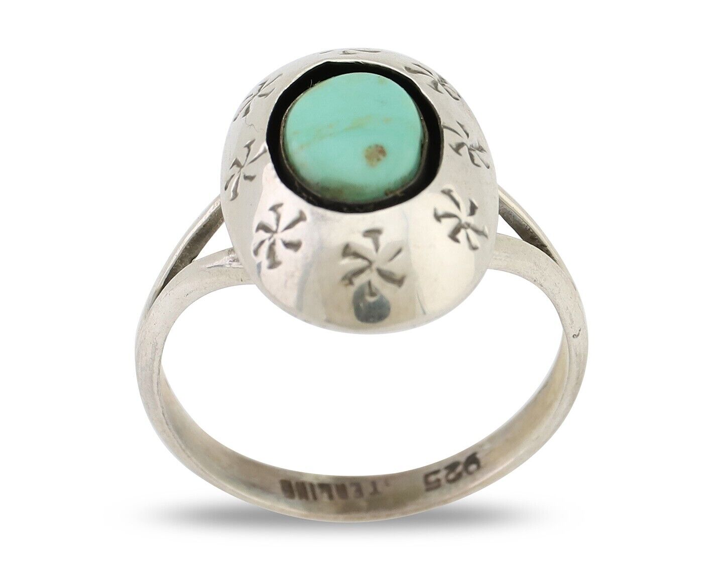 Navajo Ring 925 Silver Kingman Turquoise Native American Artist C.80's