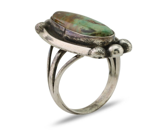 Navajo Turquoise Ring 925 Silver Native Artist Signed Sunrise Size 6.0 C.80's