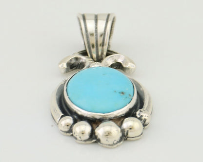 Navajo Pendant 925 Silver Natural Turquoise Artist Signed RB C.80's