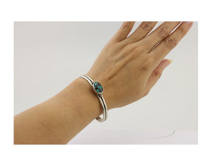 Navajo Cuff Bracelet 925 Silver Natural Blue Turquoise Native American C.80's